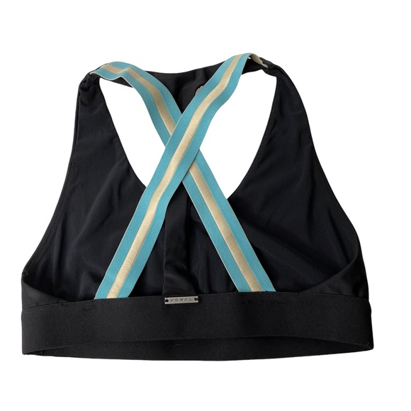 Koral Trainer 2-pc High Rise Blue Racer Stripe Metallic Leggings Bra Shiny XS - Picture 7 of 13